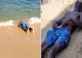 Dead man’s body is found floating on the beach.