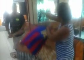 Woman stabs man during fight in coffee shop in Brazil.