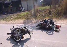 Terrible motorcycle collision in Vietnam.