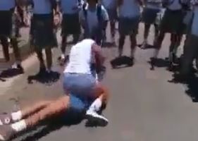 Girls fighting on the way out of school – Old but gold!