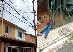 Man prefers to die instead of going to prison and makes a ridiculous and failed suicide attempt that only causes him physical pain and more suffering in Brazil.