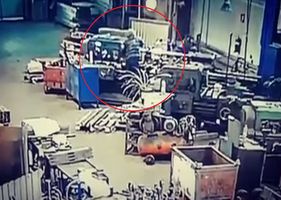 Man spun to death in factory accident.