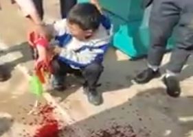 Boy loses hand with bomb.