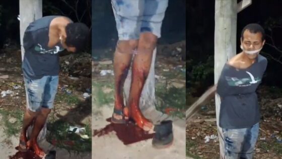 The thief was tied to a pole and brutally beaten with a plank Photo 0001 Video Thumb