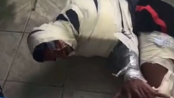Man is tied up and beaten with a stick the reason is still unknown Photo 0001 Video Thumb