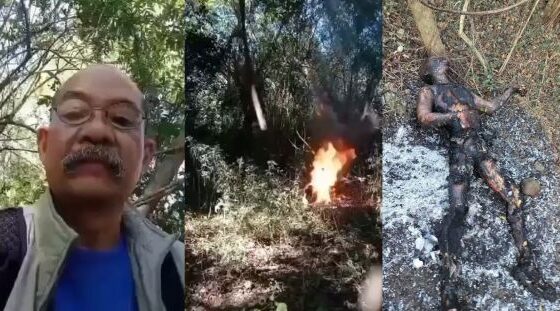 Elderly man goes to a forest alone and self immulates by setting himself on fire and burns to death Photo 0001 Video Thumb